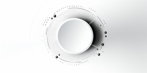 Abstract white background with black circle rings. Digital future technology concept.  illustration, Generative AI