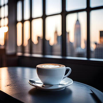 Taza De Cafe Con Vista A La Ciudad