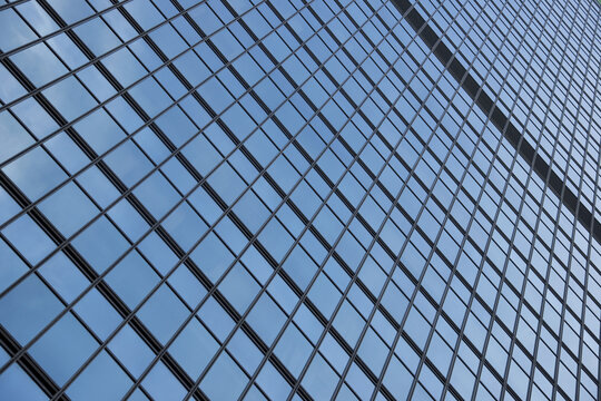 Geometric Pattern Of Window Frames On Skyscraper; Hong Kong, China
