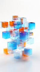 Colorful glass cubes on white background