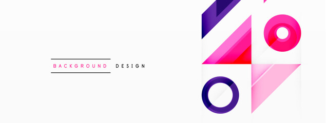 Colorful triangles and circles abstract background. Design for wallpaper, banner, background, landing page, wall art, invitation, prints, posters