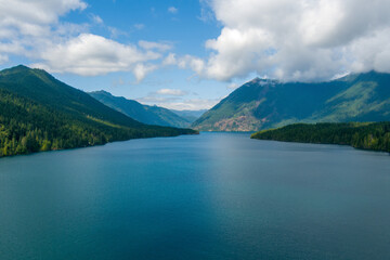 Lake Cushman and the Olympic Mountains of Washington State on a summer day