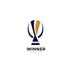 Award winner cup - vector logo template concept illustration in flat style. Star with rays and abstract shapes. Creative sign. Design element.