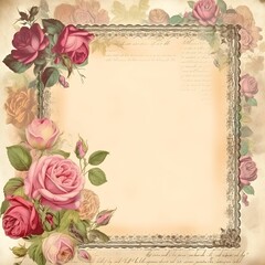 Blank notepad roses template