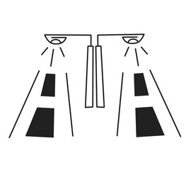 line art street lamp isolated on white