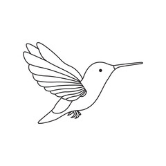 Flying bird continuous line drawing element isolated on white background for decorative element.