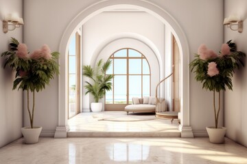 Luxurious Lobby Interior Design with 3D Render in a Luxury House