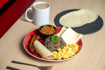 Typical breakfast in Costa Rica, gallo pinto