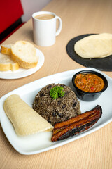 Typical breakfast in Costa Rica, gallo pinto