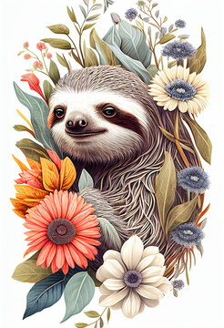 AI generated illustration sloths