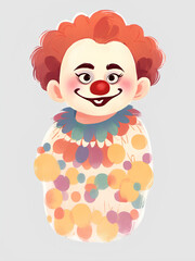 Obraz premium Kid Clown Cartoon Character - Cute Halloween Party Illustration for Carnival 