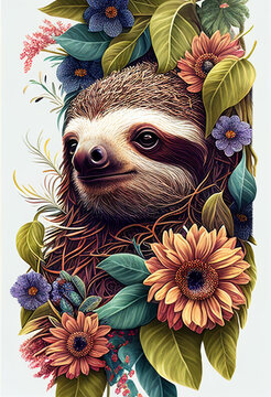 AI generated illustration sloths