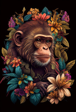 AI generated illustration monkeys