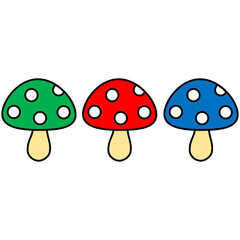 3色並んだキノコ