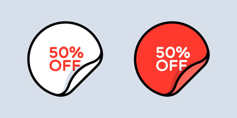 Peeled Round 50 Percent Off Sticker Labels