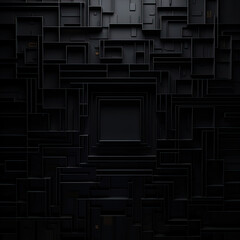 An abstract composition of geometric shapes on a black background