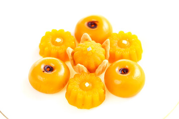 gold egg yolks drops, sergeant pastry crown , Thai dessert