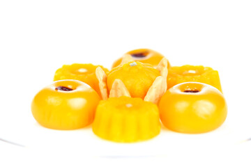 gold egg yolks drops, sergeant pastry crown , Thai dessert