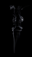 Abstract white smoke swirls on black background.