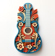 Obraz premium Artistic Wood Plaque with Guitar Design