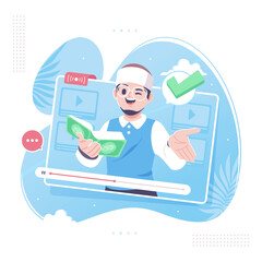 islamic online course teacher illustration