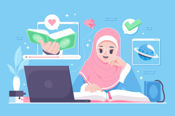 learning islam religion illustration background