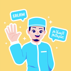 salam islamic muslim greeting illustration arabic text means salam