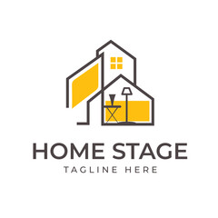Home staging luxury logo design. Interior design vector illustration for realtor business.