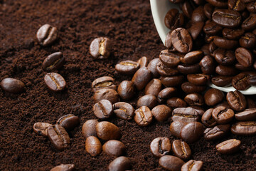 Coffee beans and ground coffee