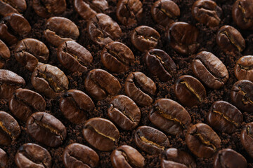 Coffee beans closeup background