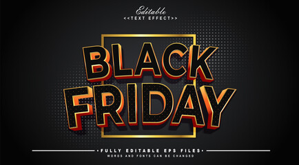 Editable gold black friday text effect.typhography logo