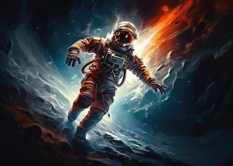 Fototapeta na wymiar A man in a space suit with a helmet on