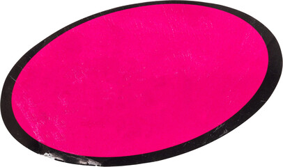pink oval shape paper sticker isolated on white background