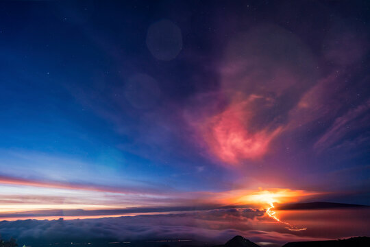 Mauna Loa Volcano lava flow on the Big Island of Hawaii, USA; Island of Hawaii, Hawaii, United States of America