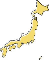 ラフな線で描かれた日本地図のイラスト素材