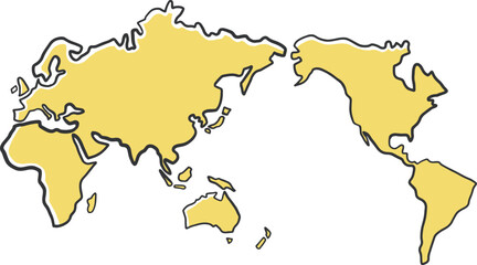 ラフな線で描かれた世界地図のイラスト素材