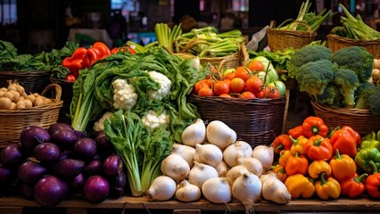 Fototapeta na wymiar vegetables and fruits in market
