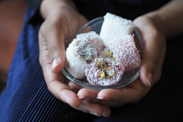traditional Turkish delight With Nut in a bowl 