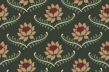 Ethnic ikat design Aztec tribal african art. Seamless pattern in tribal, folk embroidery, and Mexican style. Geometric ornament. Design for print fabric carpet, wallpaper, clothing, wrapping, fabric