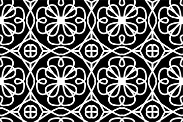 Handwritten black white line abstract wall pattern seamless background