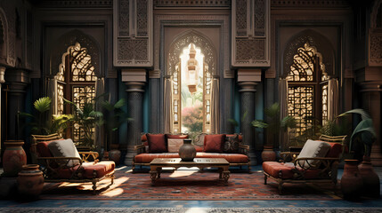 Moroccan Style Villa with Upholstered Chairs