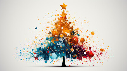 Stylistic, artistic, colorful christmas tree