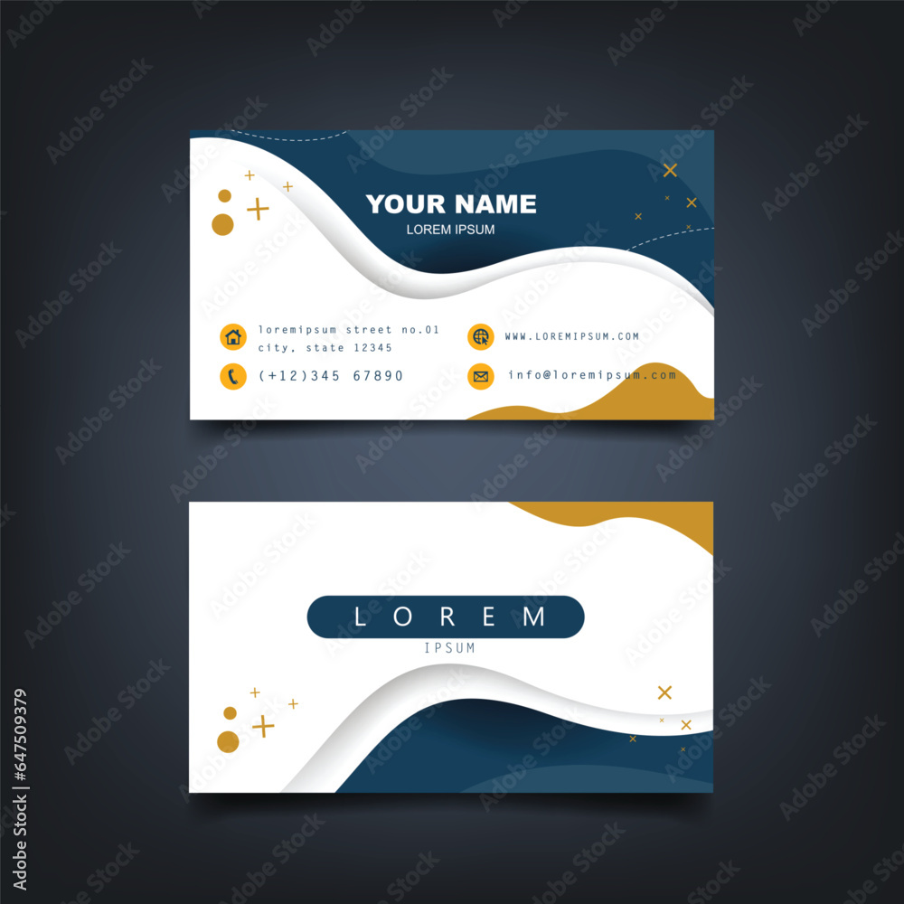 Canvas Prints abstract modern business card template design in blue and gold color illustration
