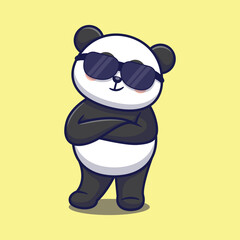 panda wearing sunglass cute cartoon vector animal illustration