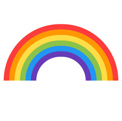 Cartoon colorful rainbow in the sky flat design illustration vector