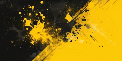 Abstract black and yellow grunge texture background with halftone effect , Generative AI