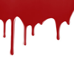 red blood paint dripping on white isoleted