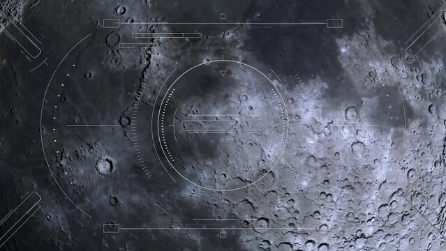 Lunar surface exploration with HUD technology. Motion graphic for science fiction concept