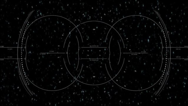 Spaceship Hud display scanning luminous blinking stars. Motion graphic for cyber and sci-fi technology concept