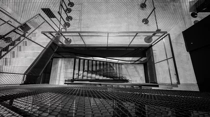 Papier Peint photo autocollant Helix Bridge Top view of square spiral staircase 